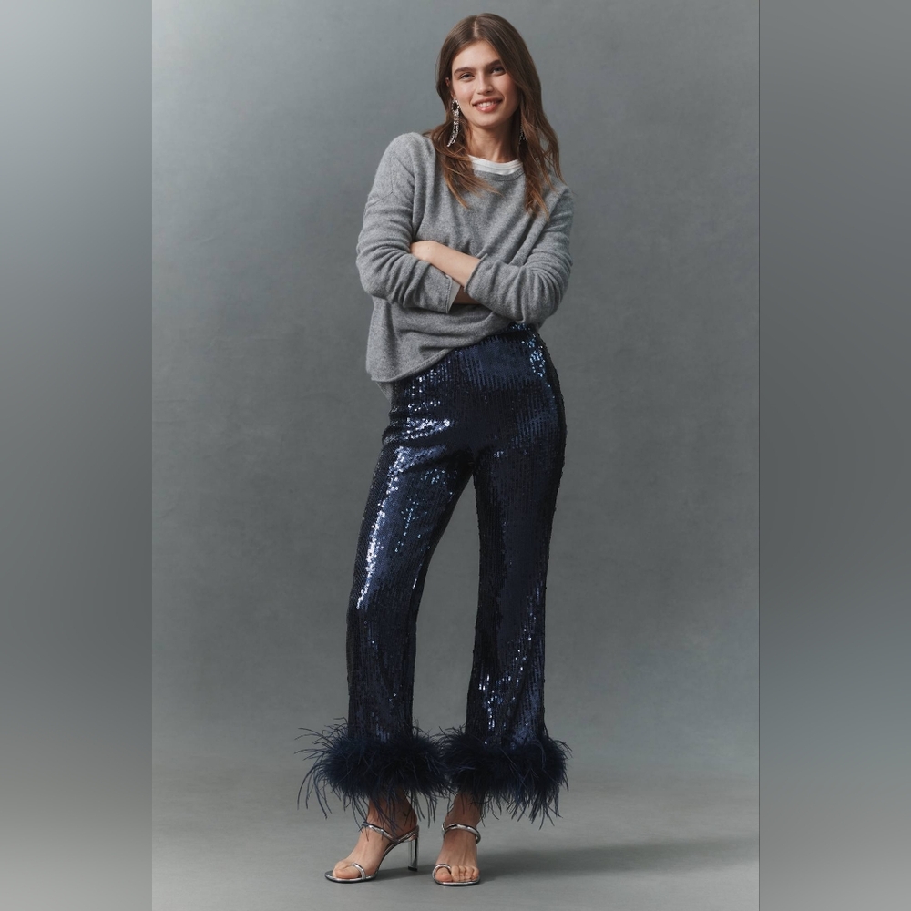 Anthropologie Hutch The Koto Faux-Feather Pants Sz4